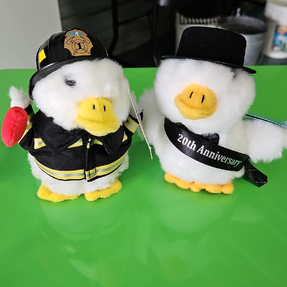 Firefighter and Anniversary Aflac  Duck Plush Set